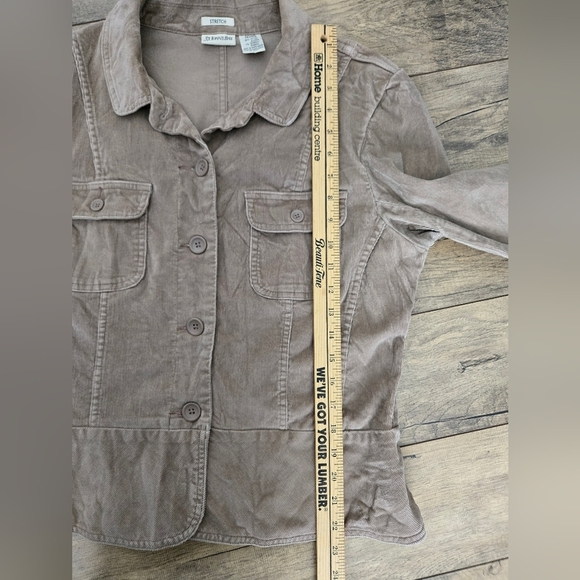 St John's Bay Women's Large Taupe (With A Pink Tint) Jacket, Cotton, Spandex - Picture 7 of 10